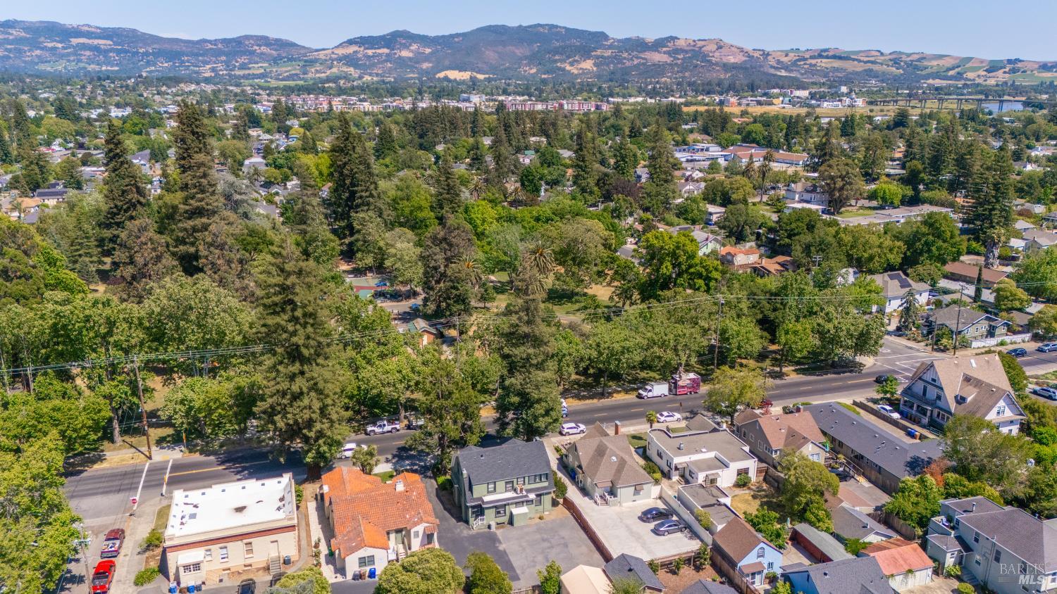 563 Jefferson Street Napa, CA 94559 - Photo 49 of 55 an aerial view of a city with lots of residential buildings