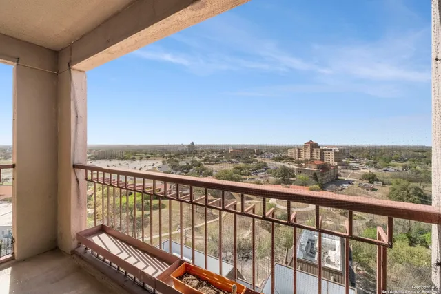 a view of city with furniture