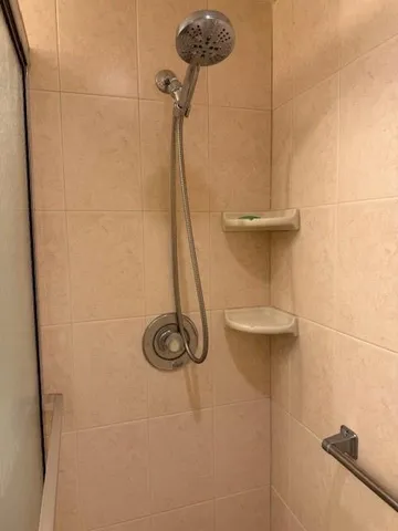 a bathroom with a shower