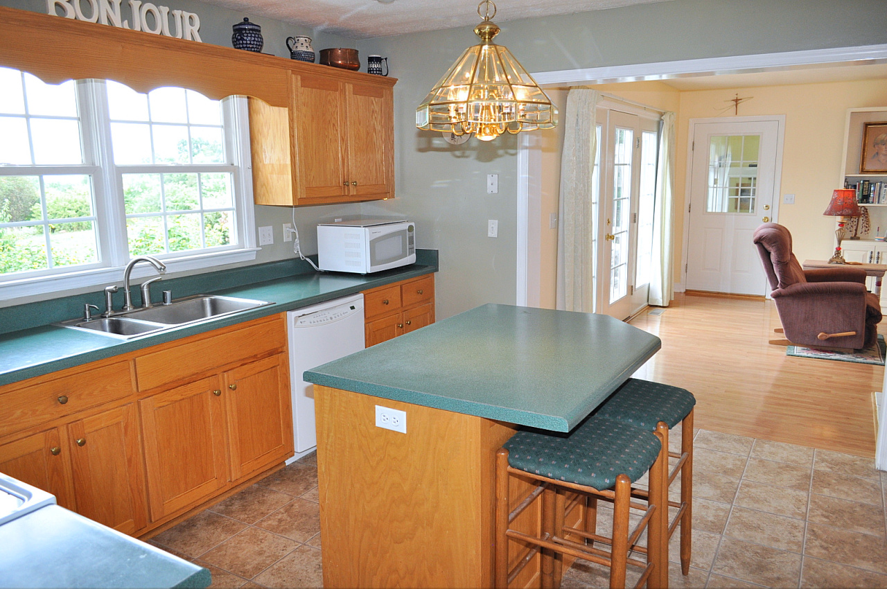 1167 Factory Hill Road Callaway, VA 24067 - Photo 36 of 80 a kitchen with stainless steel appliances granite countertop a sink dishwasher a stove and a dining table with wooden floor