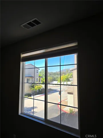 a view of a black and white house