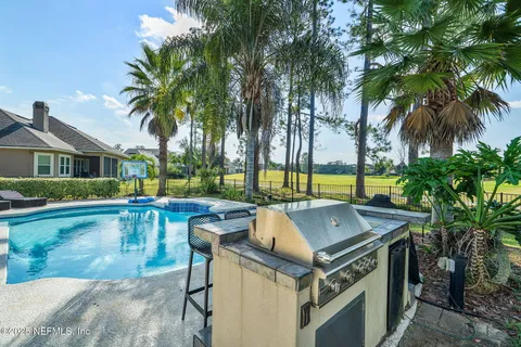 a view of a park with a large trees