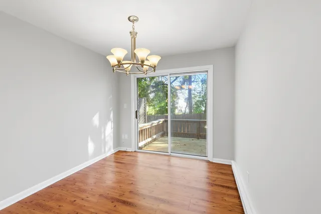a view of a chandelier in a room