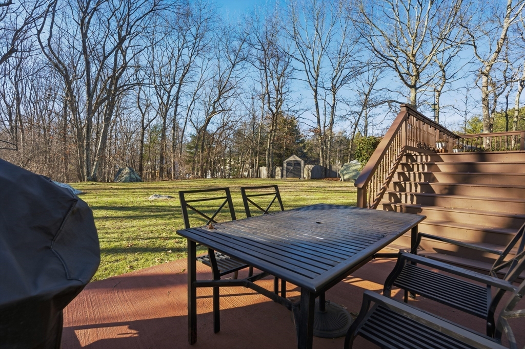 22 Magnolia Road Sharon, MA 02067 - Photo 37 of 42 a view of a wooden deck with chairs