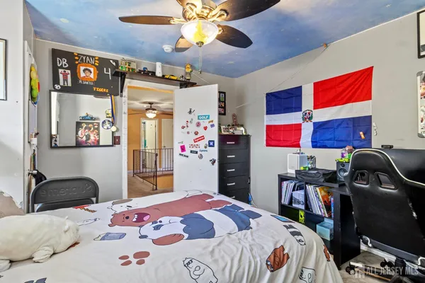 a room with furniture and air hockey table