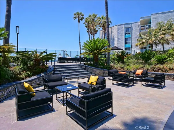a view of a terrace with chairs