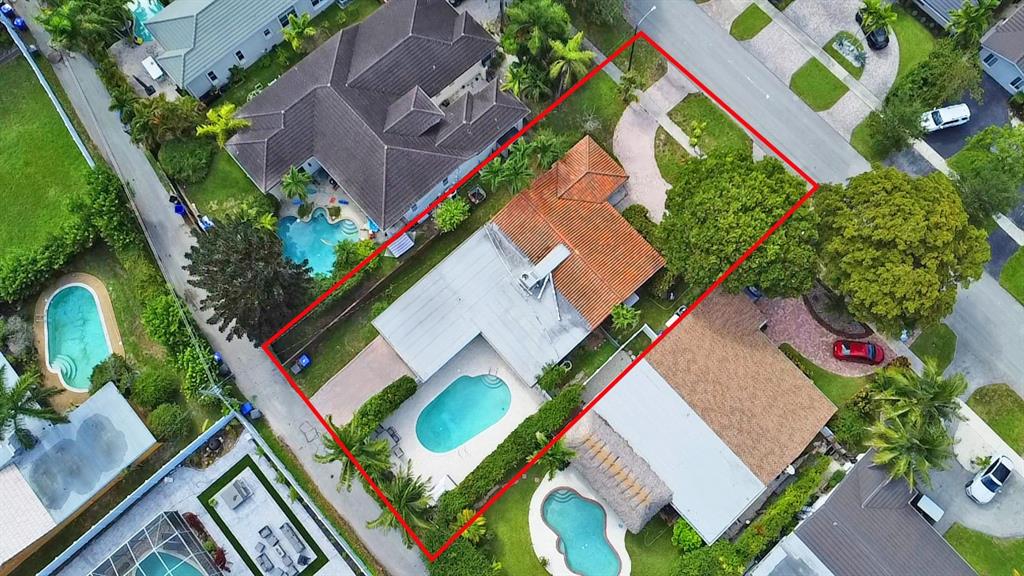 an aerial view of a house