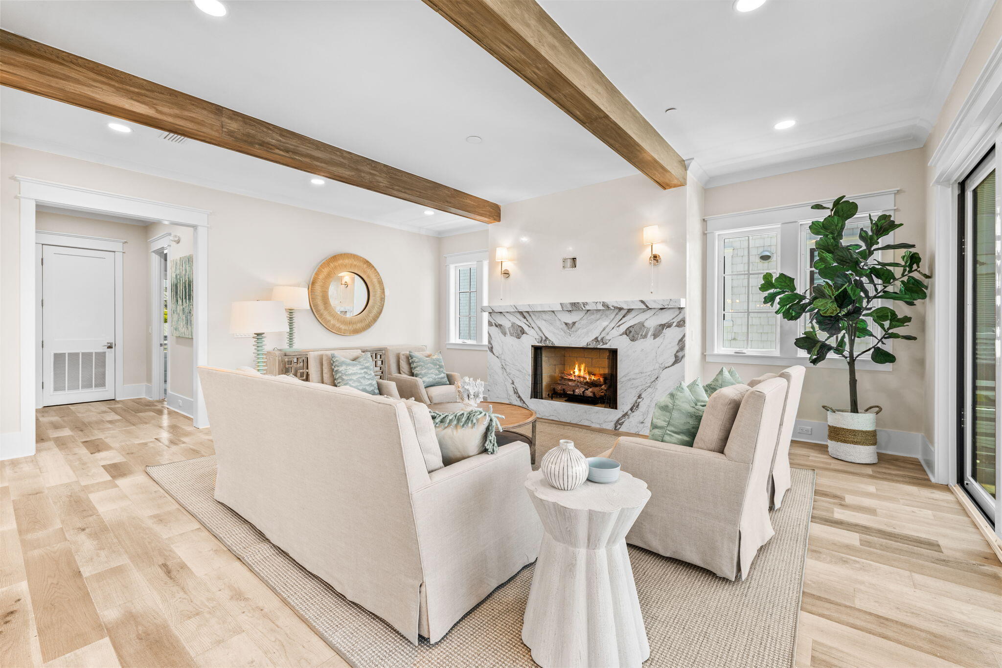 27 Grand Inlet Inlet Beach, FL 32461 - Photo 24 of 65 a living room with furniture a fireplace and a potted plant
