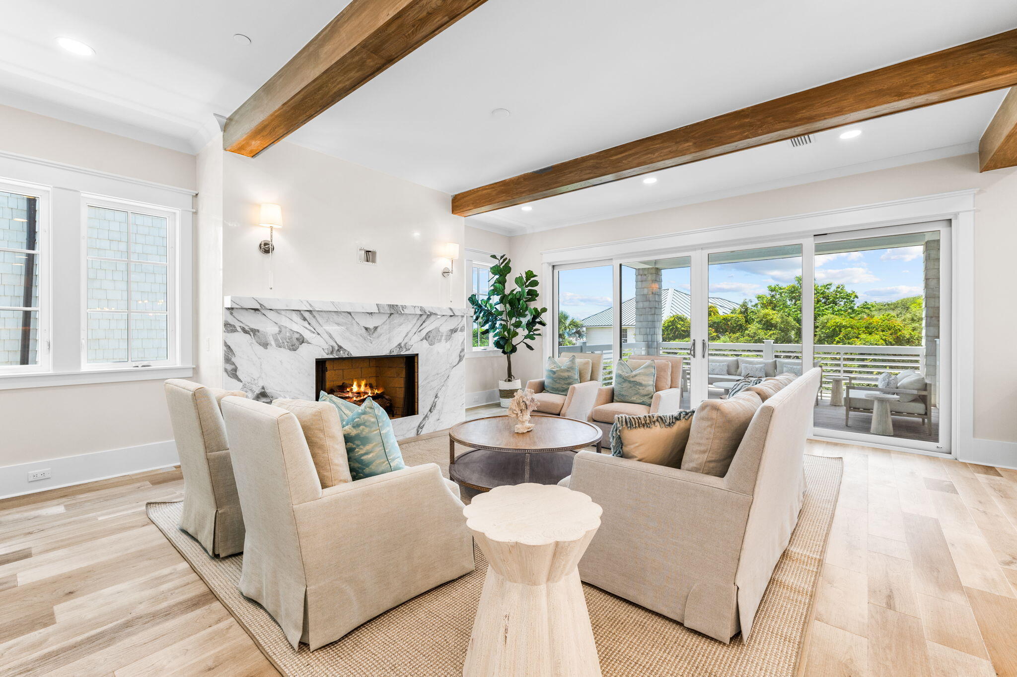 27 Grand Inlet Inlet Beach, FL 32461 - Photo 25 of 65 a living room with furniture and a fireplace