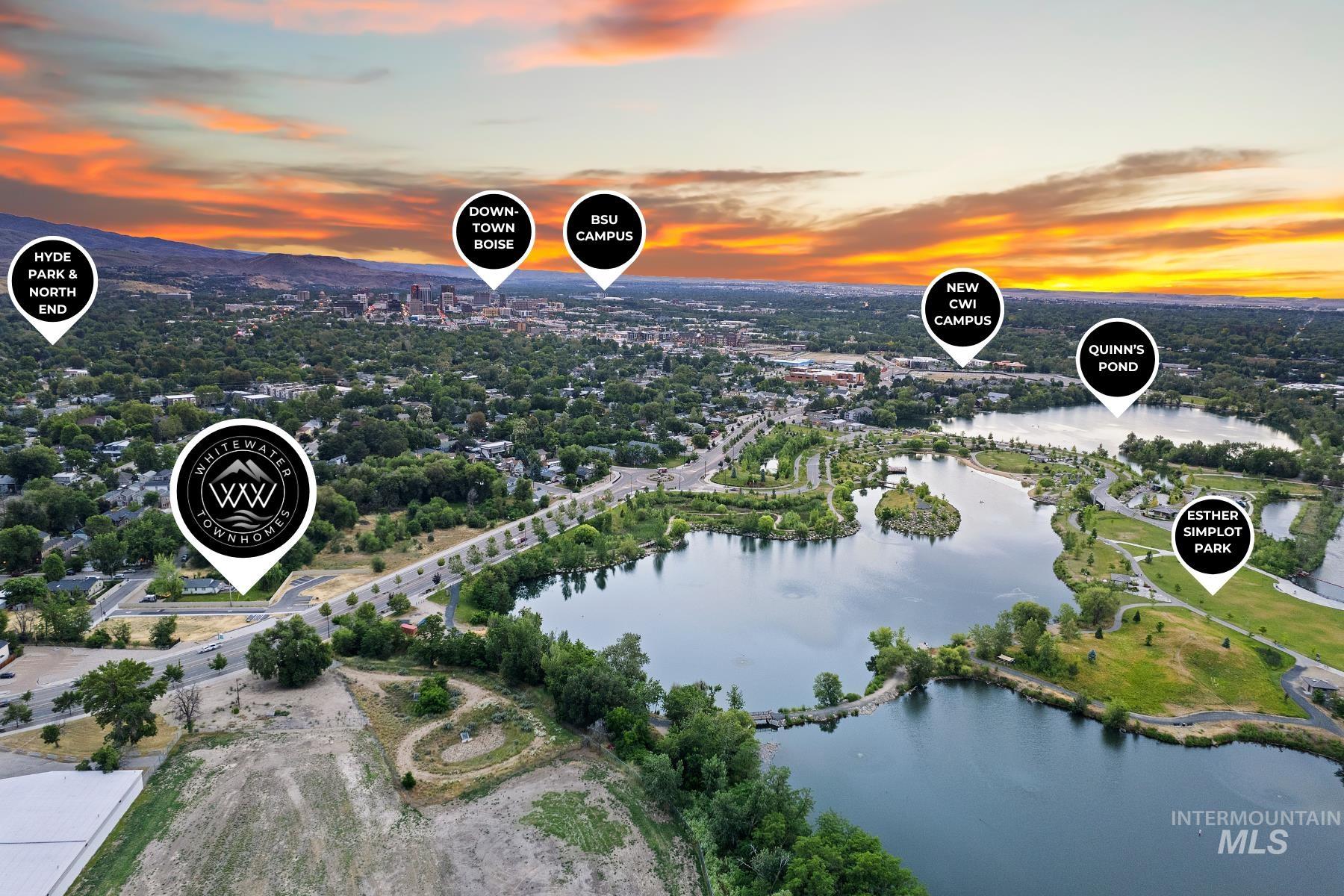 Tbd West Moore Street Boise, ID 83702 - Photo 4 of 6 Aerial view at dusk of a water view