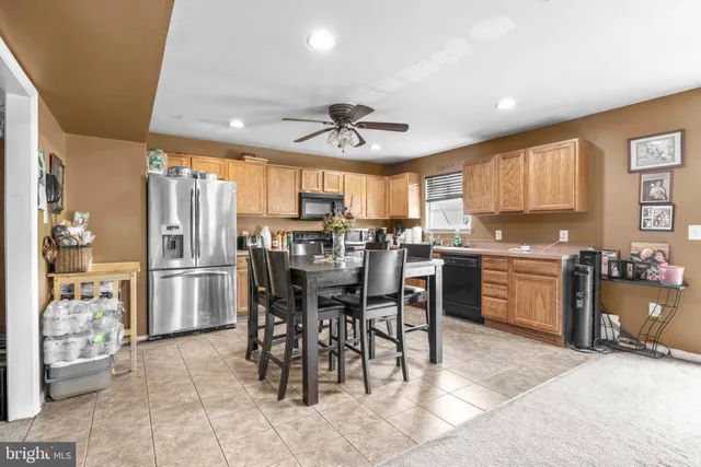 a view of a dining area with furniture