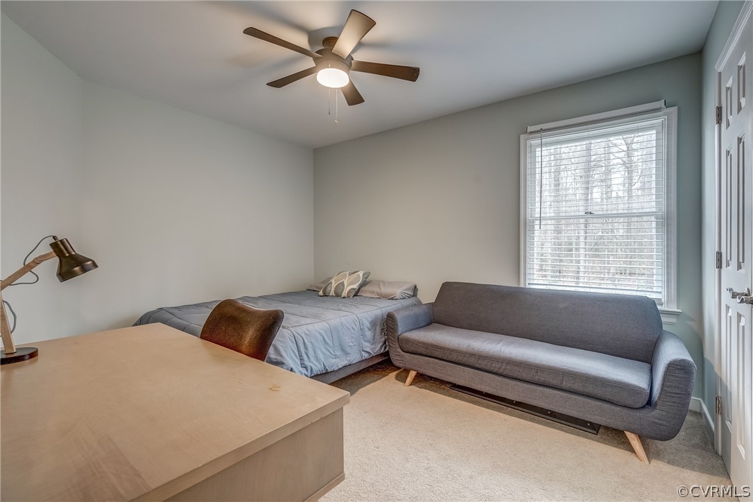 5913 Rosebay Forest Road Midlothian, VA 23112 - Photo 19 of 28 Bedroom with Carpet, Closet & Ceiling Fan with Lig