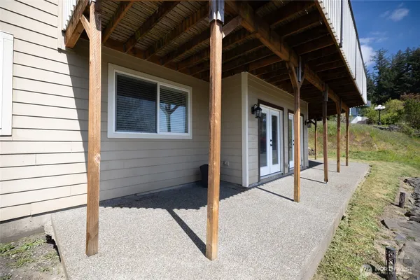 a view of a house with a patio