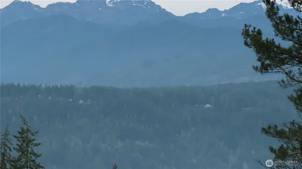 a view of a mountain range with trees in the background