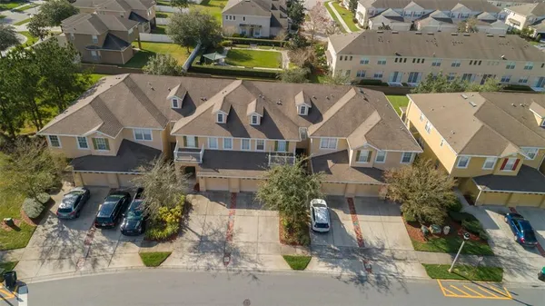an aerial view of a house