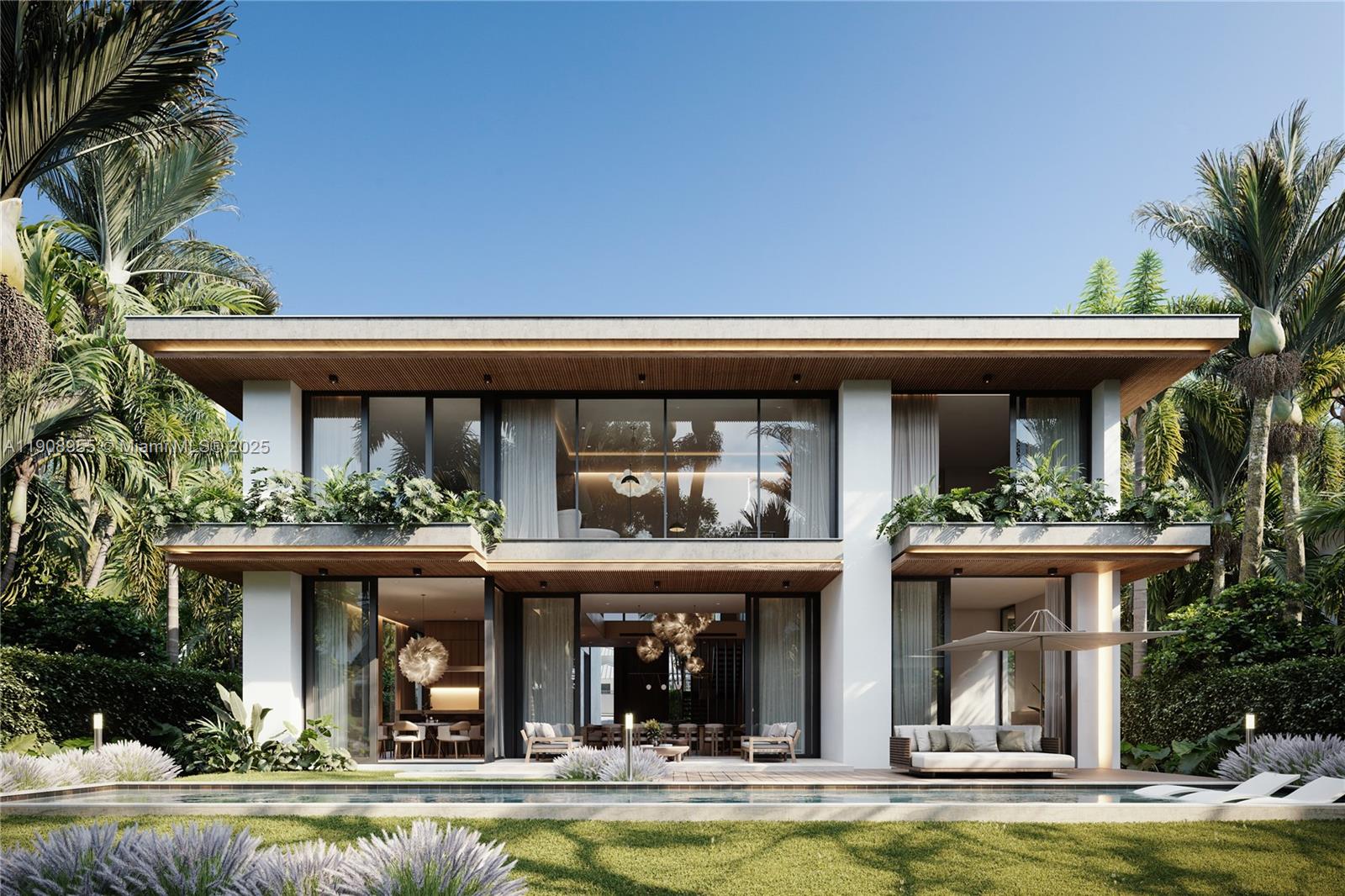 284 Ocean Boulevard Golden Beach, FL 33160 - Photo 7 of 20 a view of a house with small yard plants and swimming pool