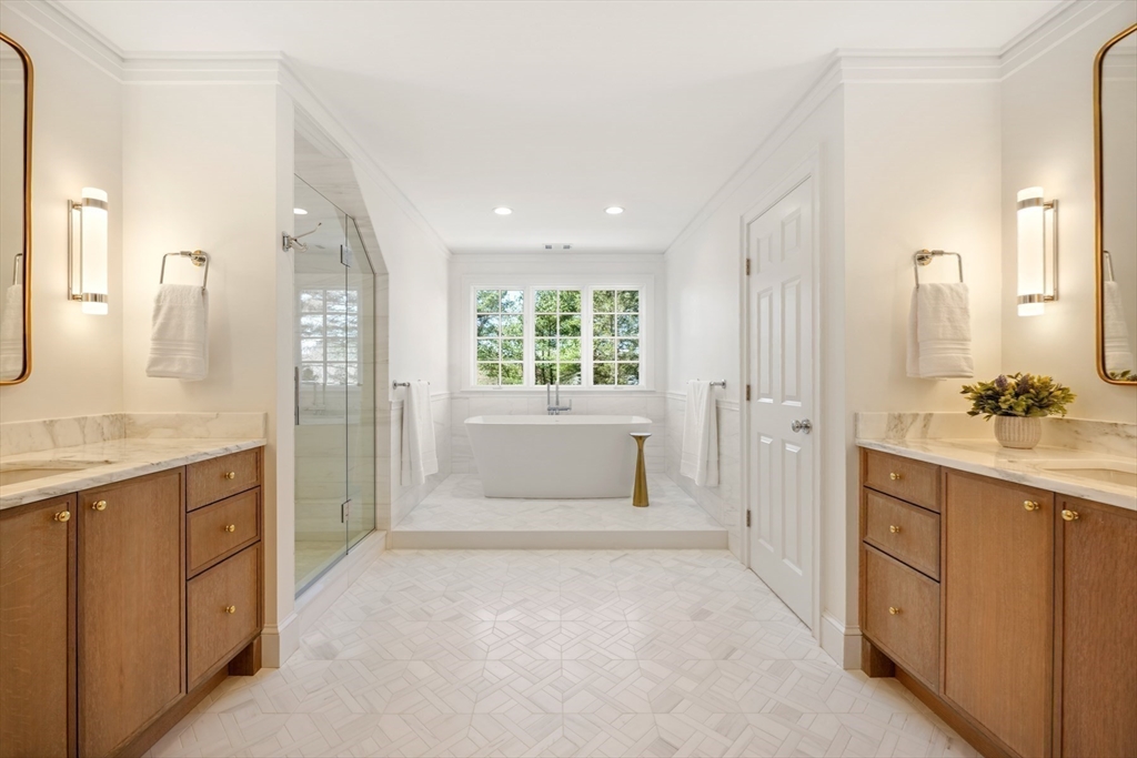 1 Myles Standish Road Weston, MA 02493 - Photo 17 of 40 a bathroom with a sink a toilet and shower