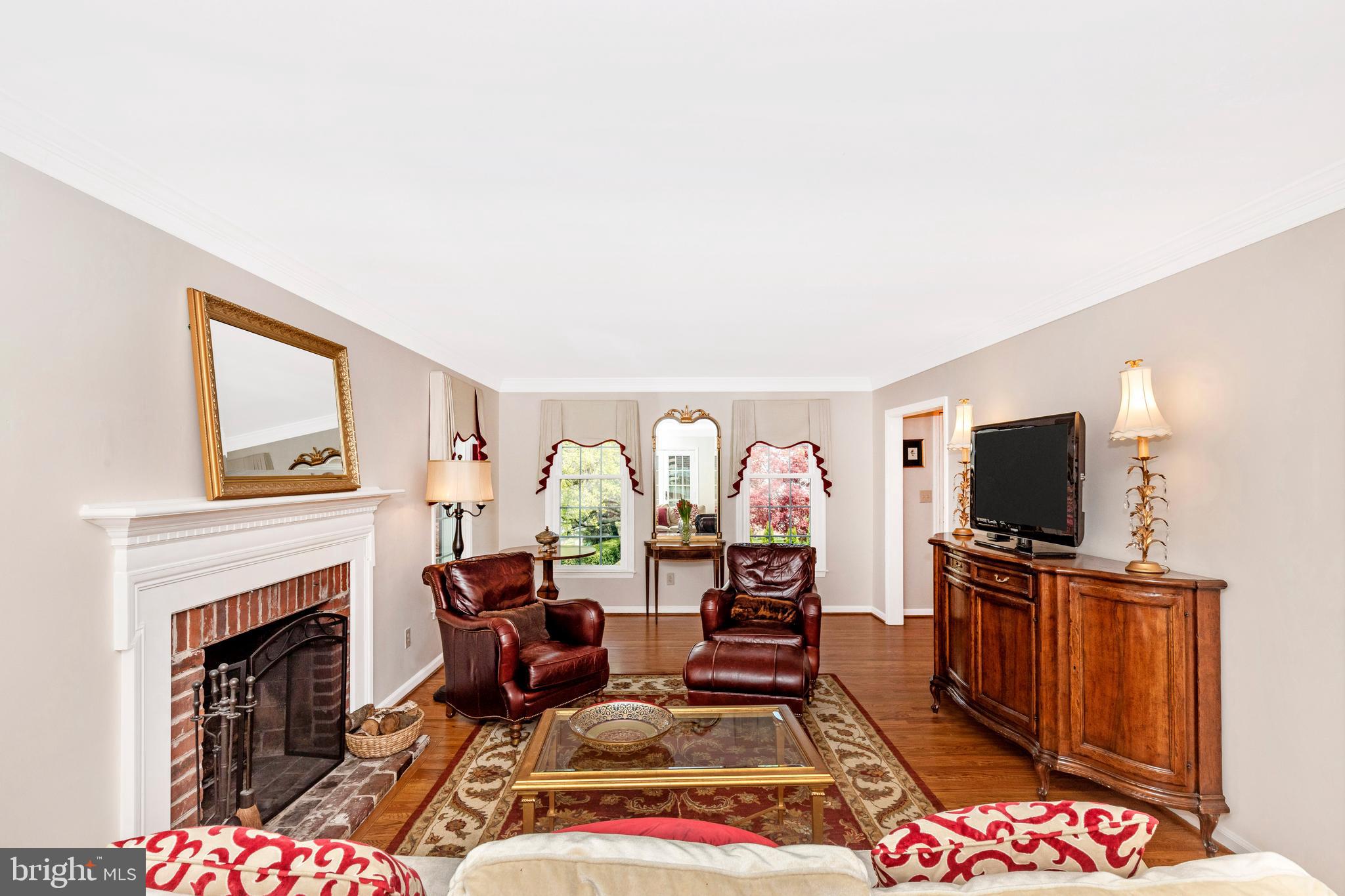 500 Midland Circle Wayne, PA 19087 - Photo 9 of 38 Living room with wood burning fireplace