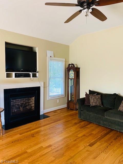 193 Dublin Road Advance, NC 27006 - Photo 42 of 44 Living Room has oak floors, gas log fireplace and ceiling fan.