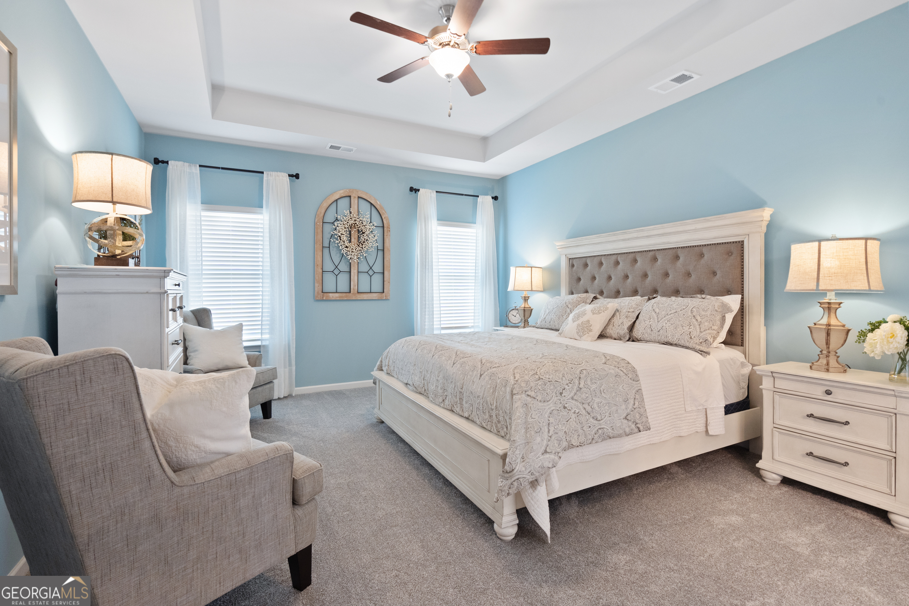 256 Shantz Way, Unit (LOT A45) Byron, GA 31008 - Photo 16 of 25 a spacious bedroom with a bed and a chandelier