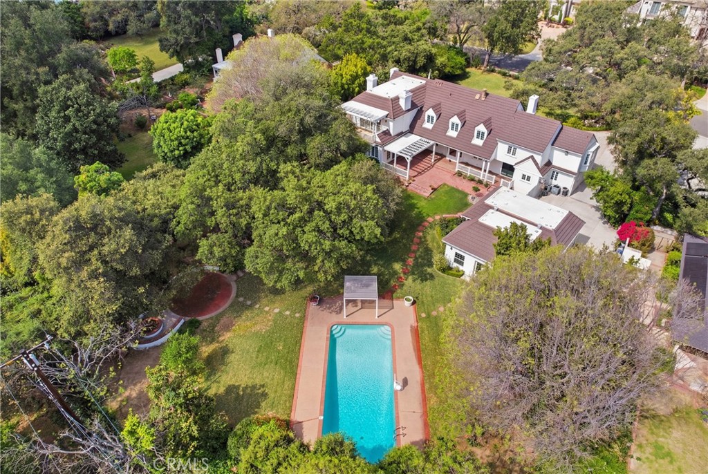 960 Hampton Road Arcadia, CA 91006 - Photo 26 of 28 an aerial view of a house with a yard and swimming pool