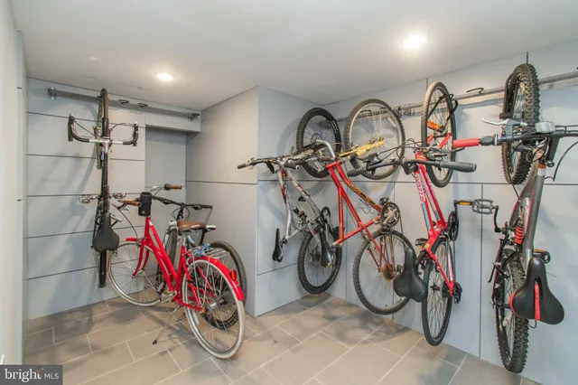 a view of a storage with a bike