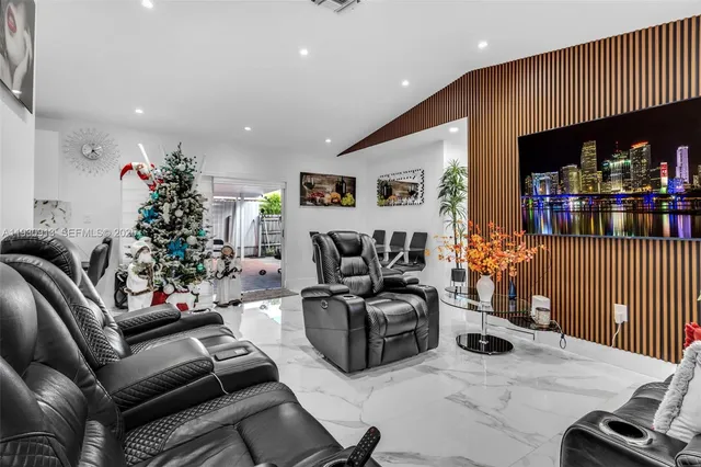 a living room with furniture