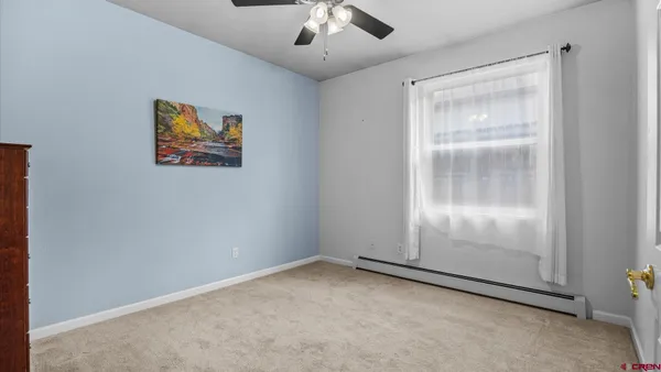 an empty room with a door