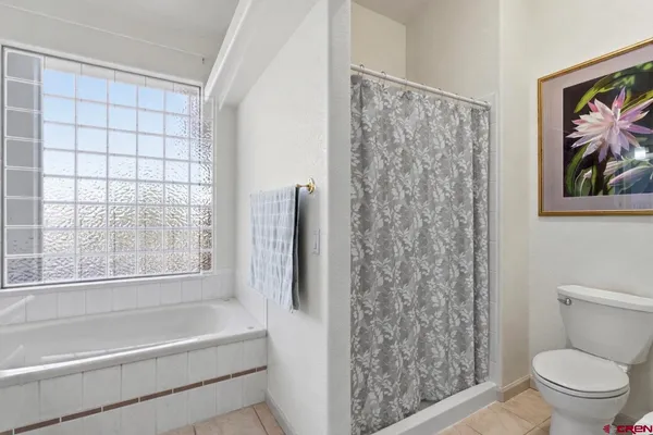 a bathroom with a toilet and a shower curtain