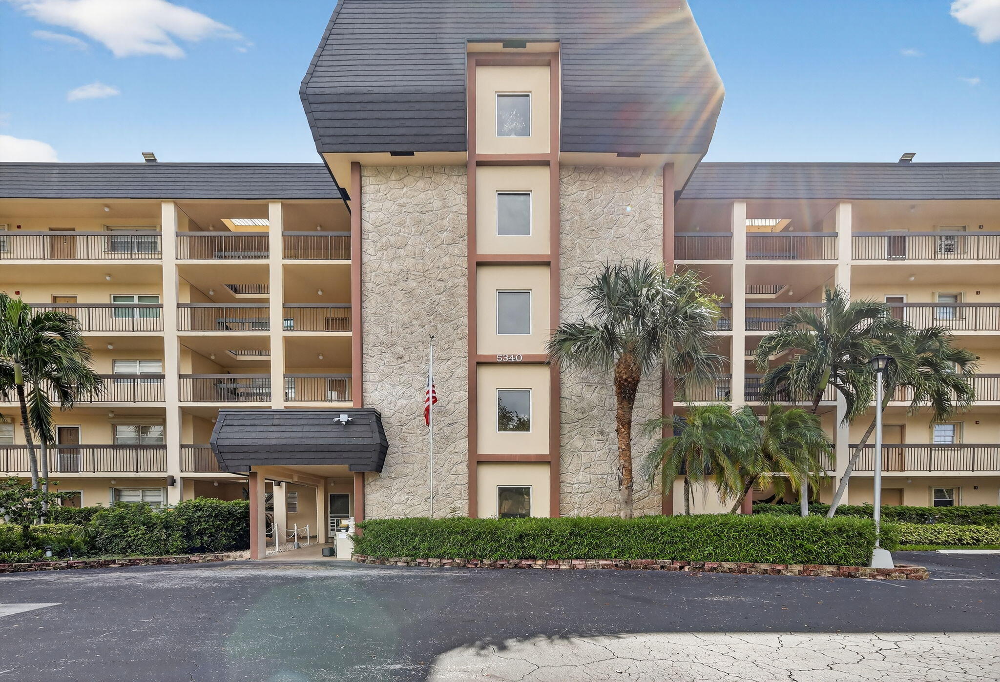 a front view of a building