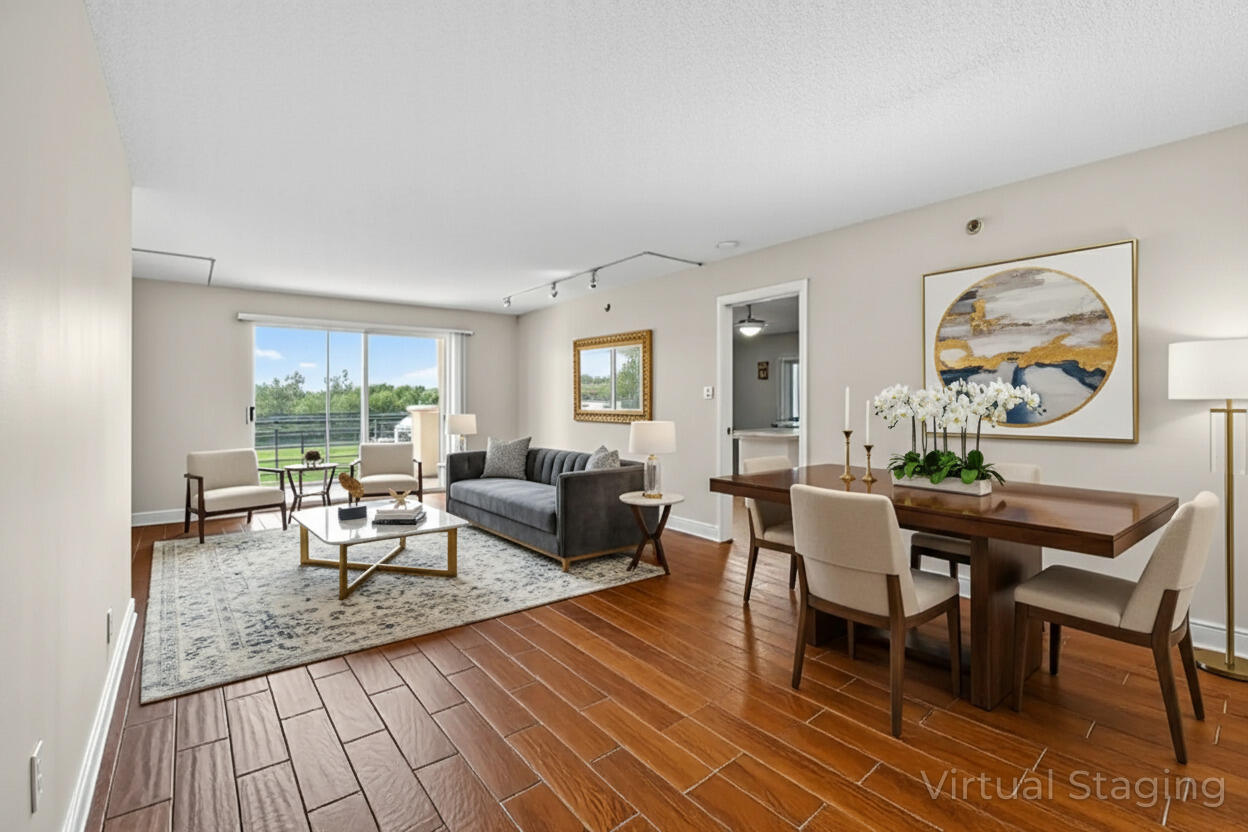 5340 Northwest 2nd Avenue, Unit 421 Boca Raton, FL 33487 - Photo 10 of 54 a living room with furniture two large windows with wooden floor