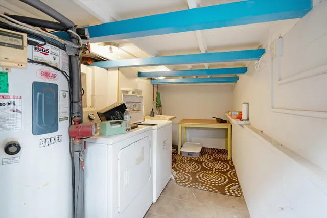 a storage room with cabinets