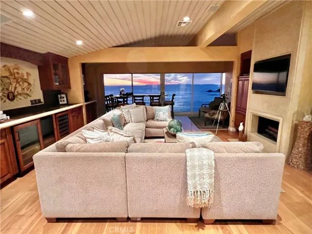 a view of a ocean with outside area