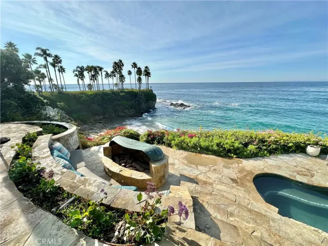 a view of a lake from a yard