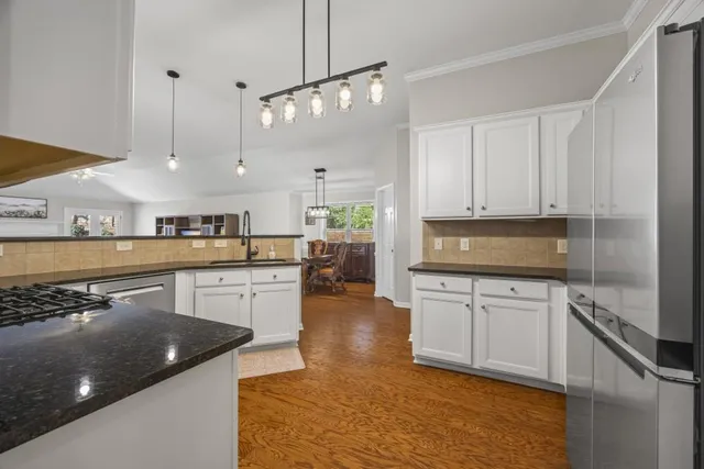 an aerial view of a house