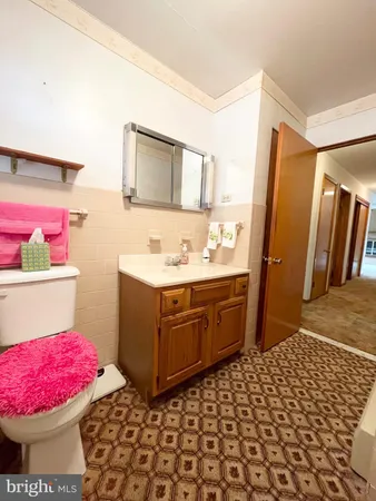 a bathroom with a sink toilet vanity and shower