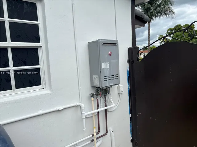 a view of balcony with wooden floor