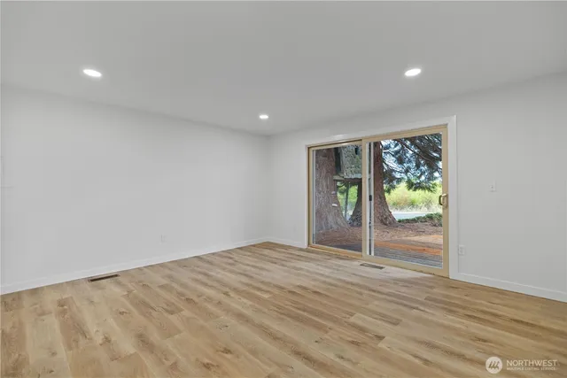 a view of a room with racks on the wall