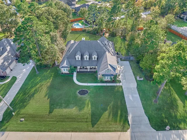 an aerial view of a house