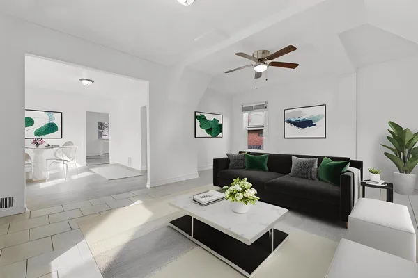 a living room with furniture