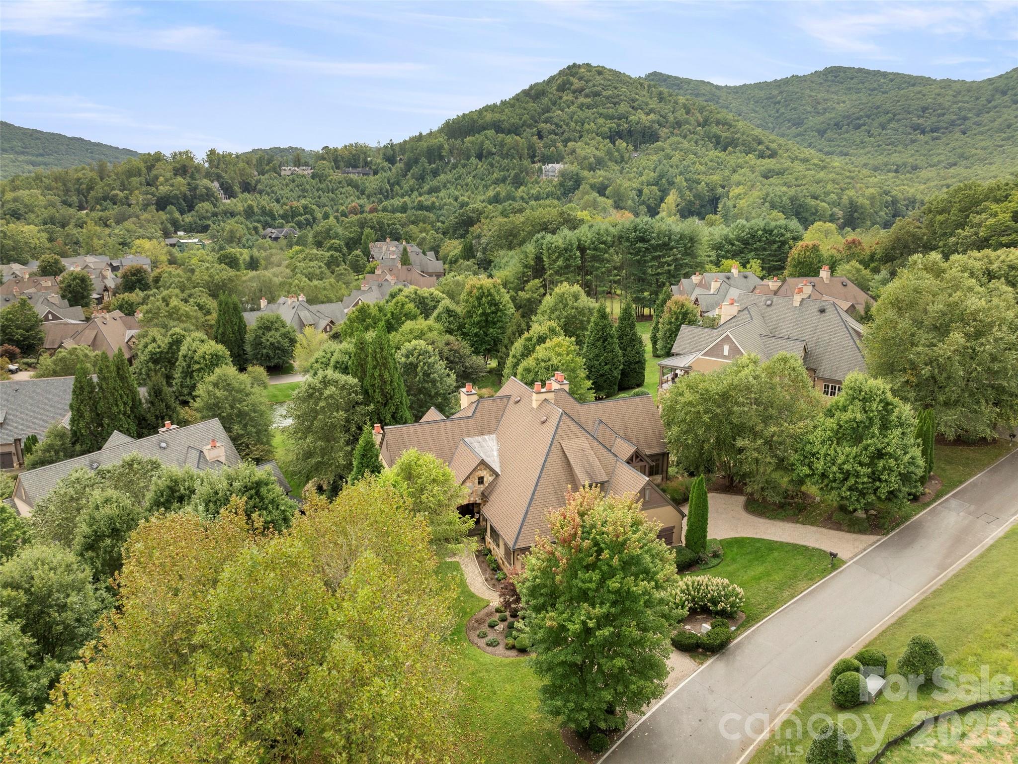 4 Windelsham Way Arden, NC 28704 - Photo 44 of 46 an aerial view of a houses with a lush green hillside