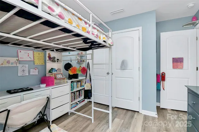 a storage room with cabinets