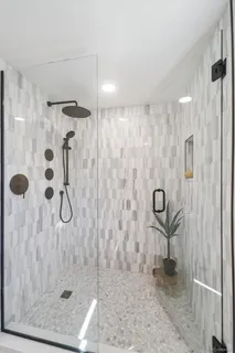 a bathroom with a shower
