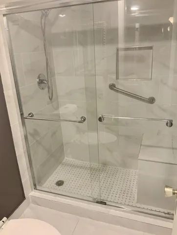 a bathroom with a shower