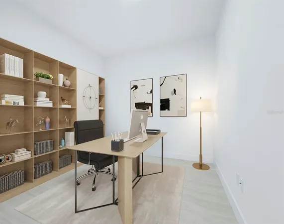 a view of a room with cabinet and refrigerator