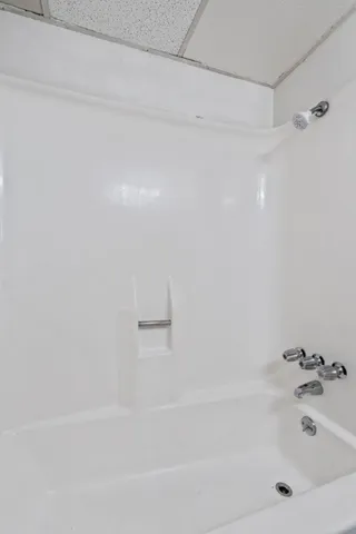 a bathroom with a bathtub