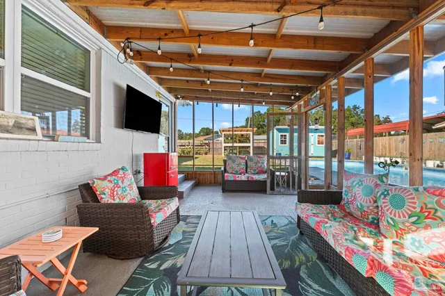 a view of a house with a patio