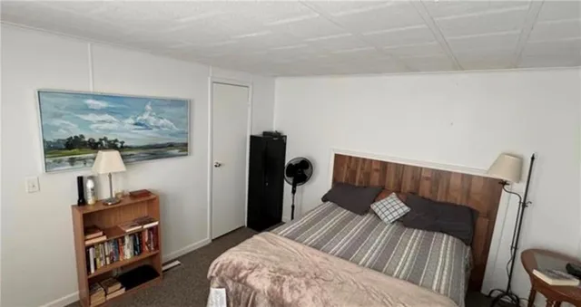 a bed room with a bed and a television