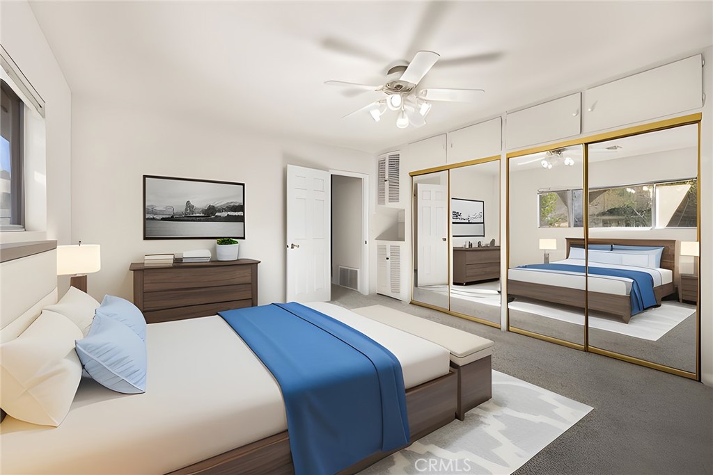 4821 Hampton Road La Canada Flintridge, CA 91011 - Photo 26 of 36 a bedroom with a large bed and a chandelier