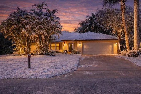 a view of a house with backyard and tree